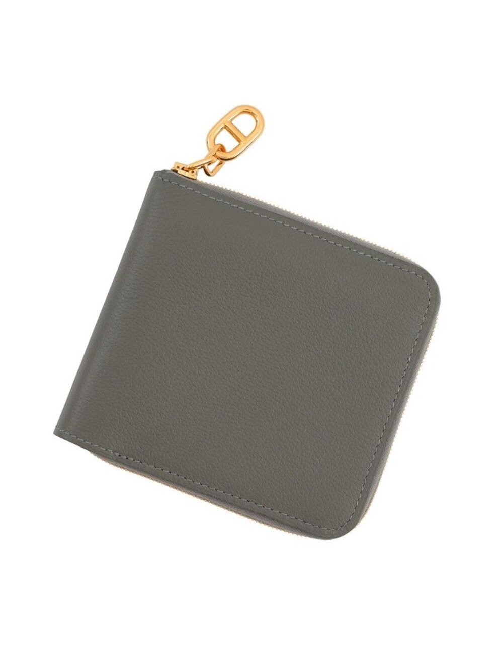 Hermes Bifold Wallet Zipengo 2 Chaine D'ancre Gris Meyer Gold Evercolor